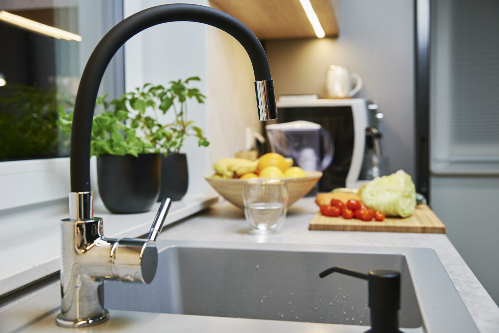 Kitchen sink and tapware detail